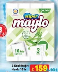 MAYLO 3 KATLI KAĞIT HAVLU 16'LI fiyat ve kampanya bilgisi